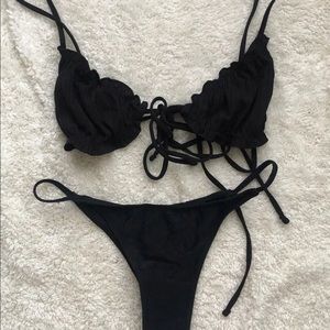 Black simple basic bikini set size L adjustable straps